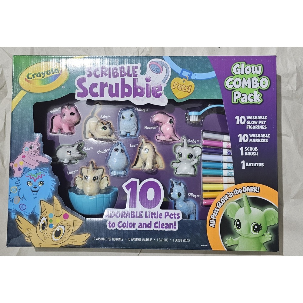 Crayola Scribble Scrubbies Glow Combo Kit Adorable Little Pets Coloring Kit NEW
